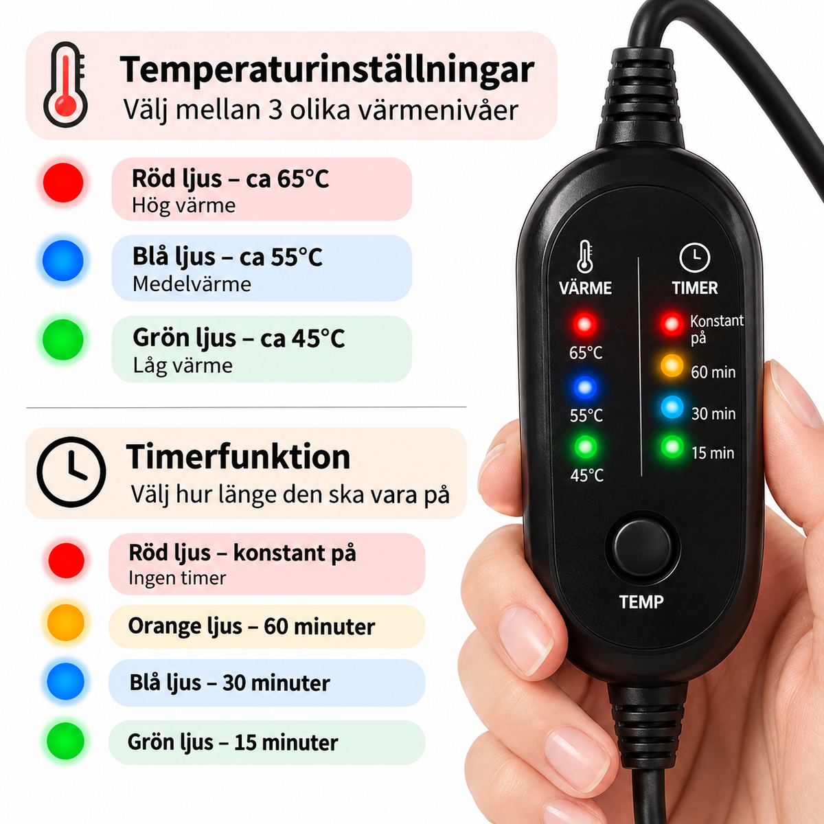 Värmande massageband för huvudet